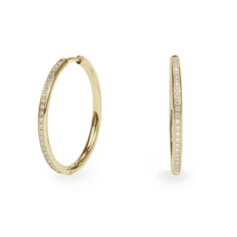 sprig engraved earrings-Stainless thin half eternity hoop earrings