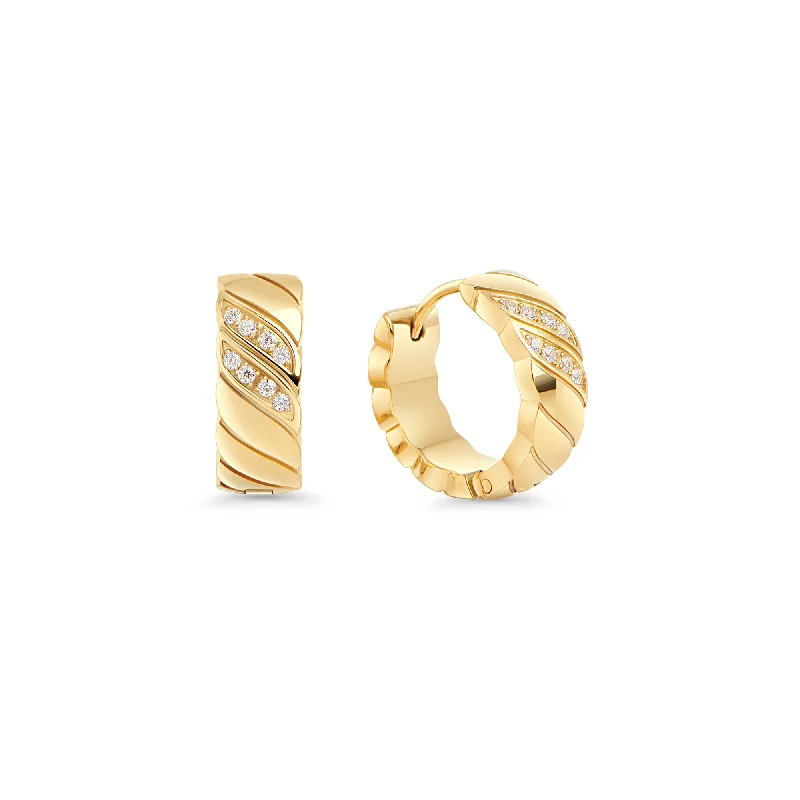 ripple-shaped stud earrings-Emmy II Huggie Earrings