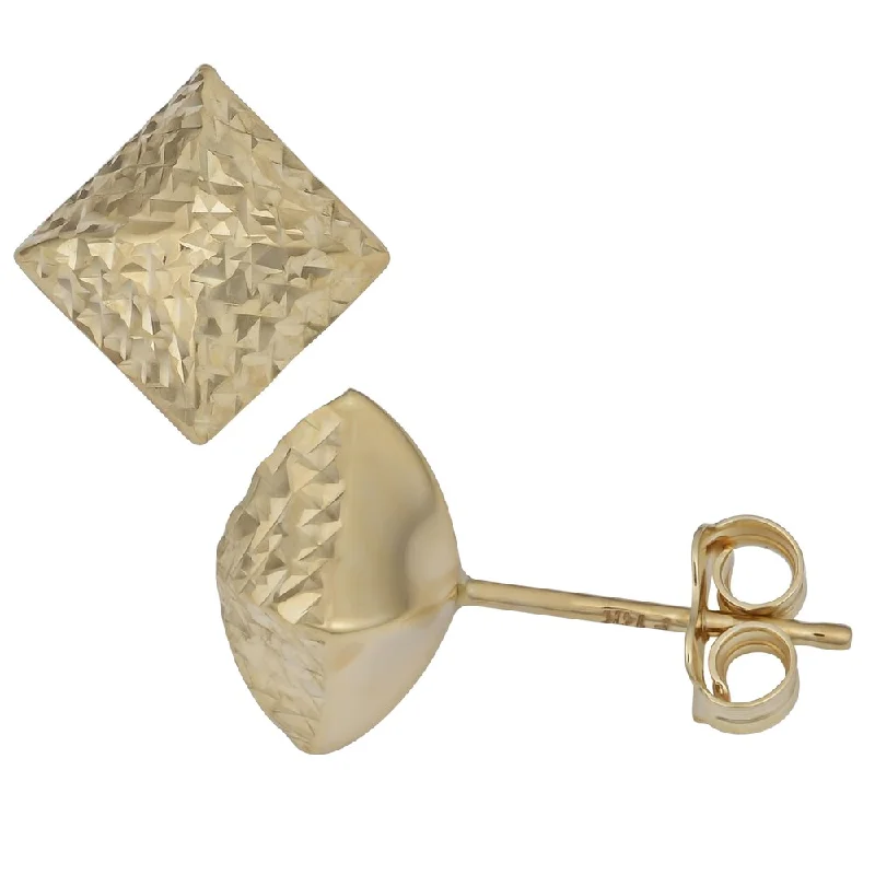 pearl interlocked earrings-Fremada 14k Yellow Gold Diamond-cut Square Pyrmaid Stud Earrings