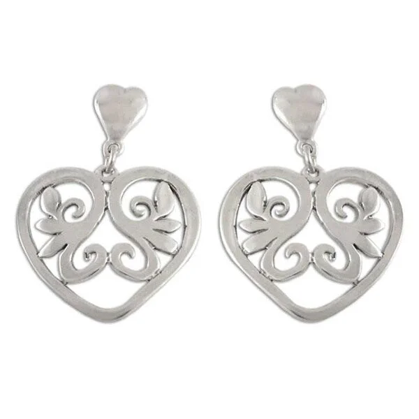 sprig gold earrings-Handmade Sterling Silver 'Eternal Love' Earrings (Mexico)