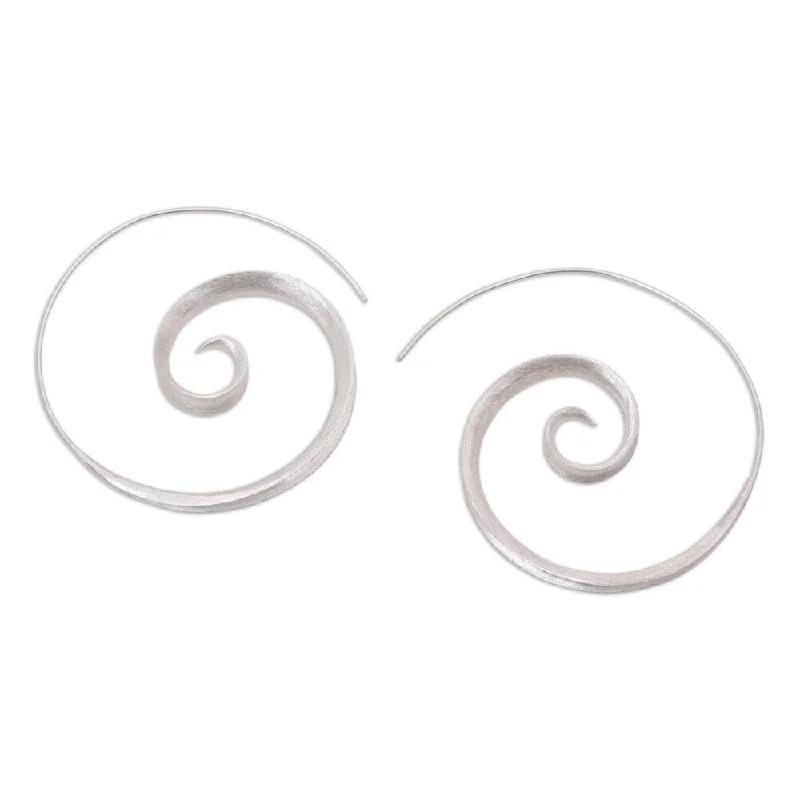 night diamond earrings-Handmade Sterling Silver Inspiring Spirals Earrings (Indonesia) - 1.7L*0.2W