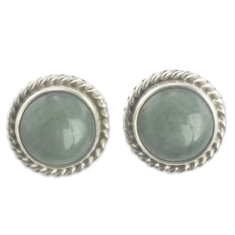 tech sleek earrings-Handmade Sterling Silver 'Life' Jade Earrings (Guatemala)