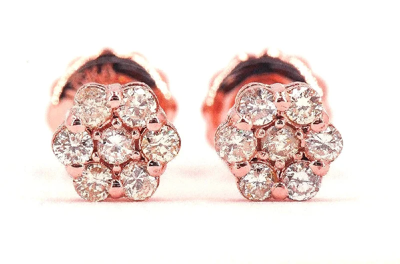 slender gemstone earrings-JDTK-F81638-  Cluster/Flower 0.50cttw Diamond Earrings