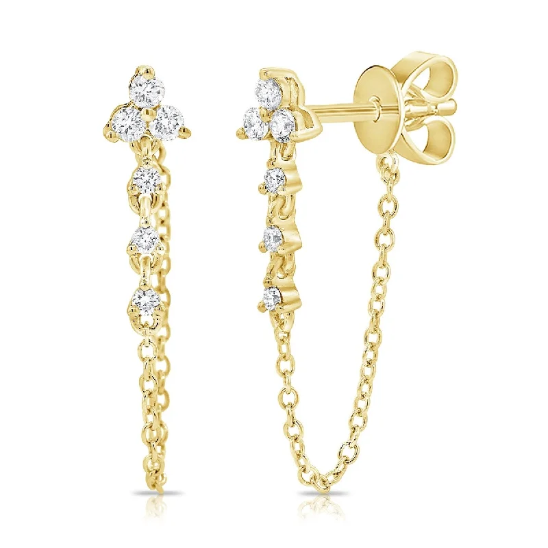 floral-inspired stud earrings-Joelle Diamond Chain Earrings 14K Gold