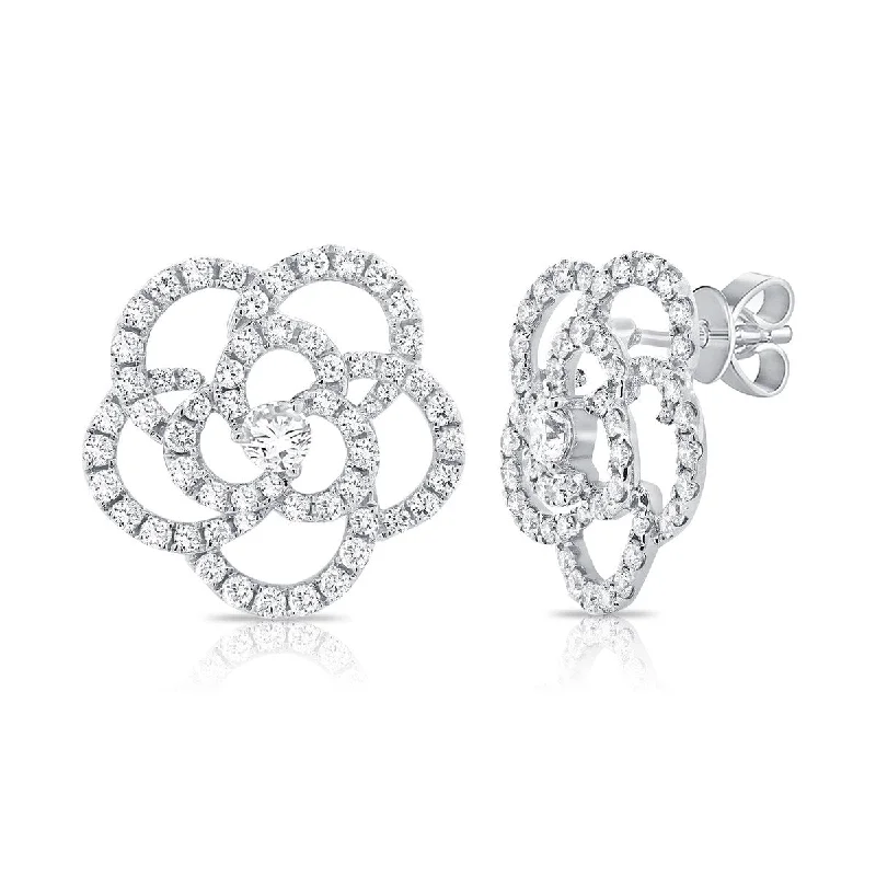 slender bar earrings-Joelle Diamond Flower Earrings 14K Gold