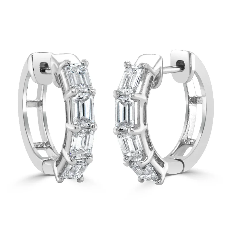 sculpted diamond earrings-Joelle Diamond Huggie Earrings 14K Gold