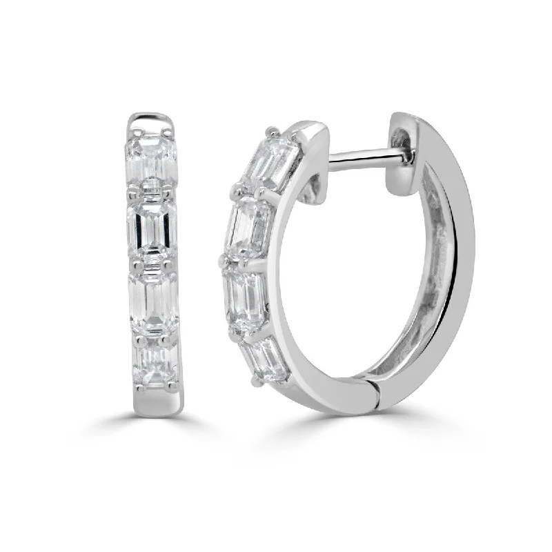 sprig stud earrings-Joelle Diamond Huggie Earrings 14K Gold Emerald Cut