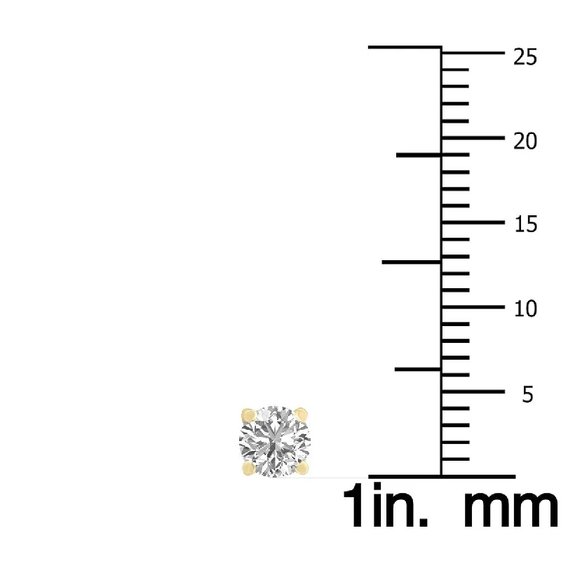 adaptable silver earrings-Marquee 1/2 Carat TW Lab Grown Diamond Round Solitaire Stud Earrings in 14K Yellow Gold