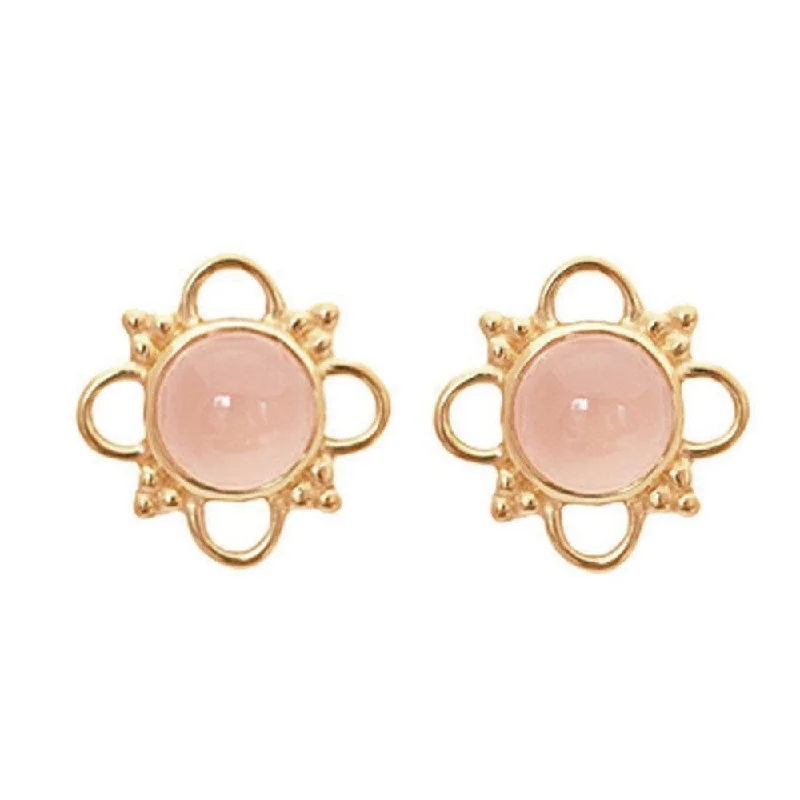 sprig hoop earrings-Milan Pink Chalcedony Earrings