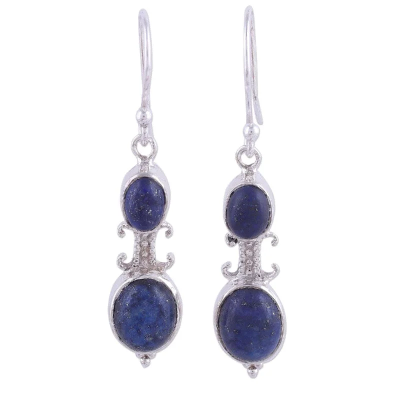 rose gold seven-hoop earrings-NOVICA Blue Aura, Lapis lazuli dangle earrings - 1.8*0.3