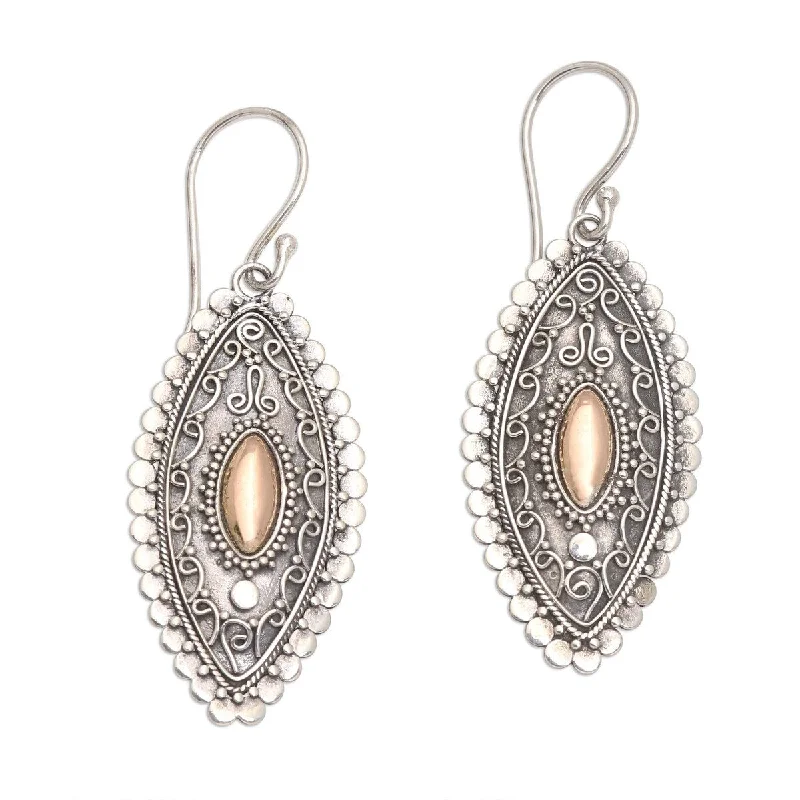 seven-stone earrings-NOVICA Canoe, Gold-accented sterling silver dangle earrings - 1.8*0.6