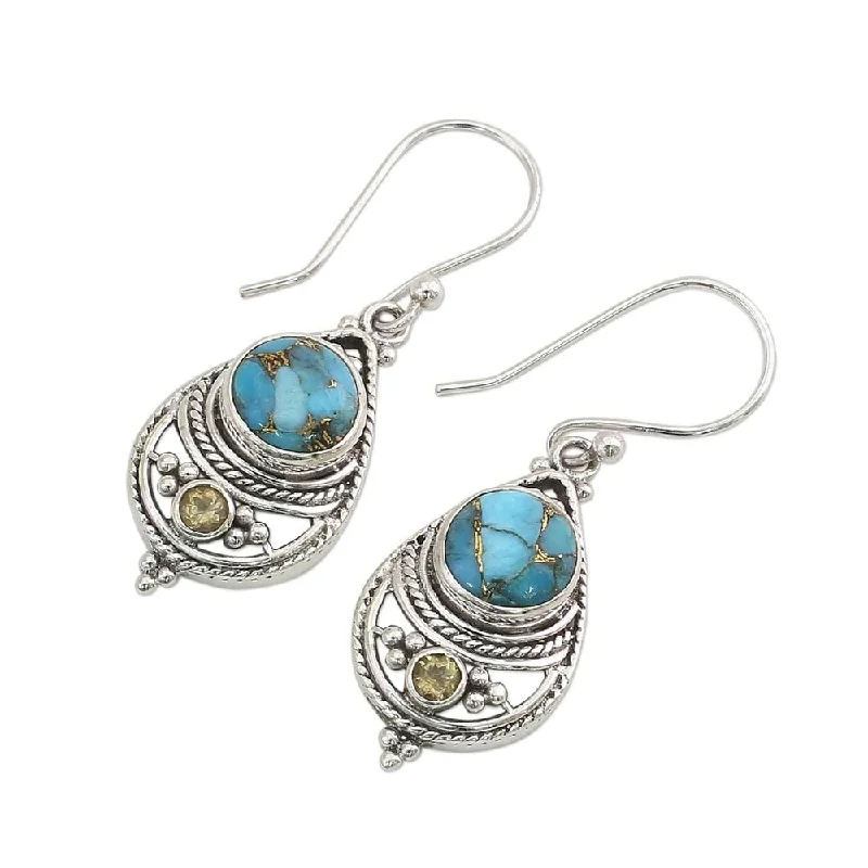 drifter morganite earrings-NOVICA Citrine Dangle Earrings, 'Blue Adoration' (India) - 1.6*0.7