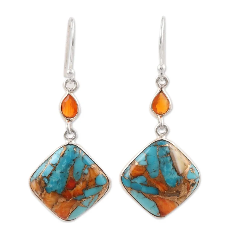 interlocked gold earrings-NOVICA Colorful Kites, Carnelian dangle earrings - 1.8*0.7