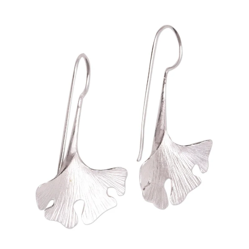 sturdy statement earrings-NOVICA Ginko Glimmer, Sterling silver drop earrings - 1.8*1