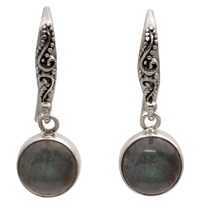 extravagant cocktail earrings-NOVICA Handmade Labradorite Dangle Earrings, 'Purity of Moonlight' (Indonesia) - 1.2L*0.4W