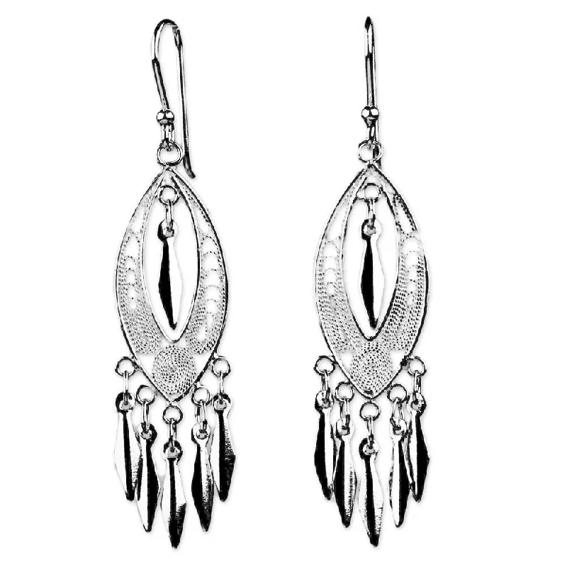 slender stud earrings-NOVICA Handmade Shining Spears Sterling Silver Filigree Chandelier Earrings (Thailand) - 2.2*0.5