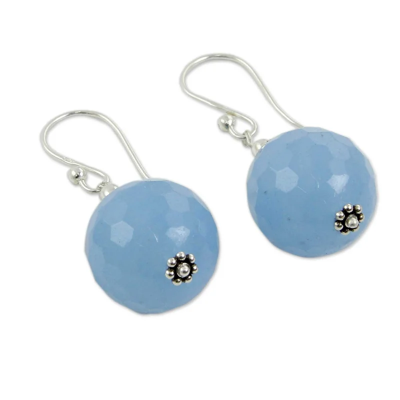 sprig dangle earrings-NOVICA Handmade Sterling Silver Glorious Blue Chalcedony Earrings (India)