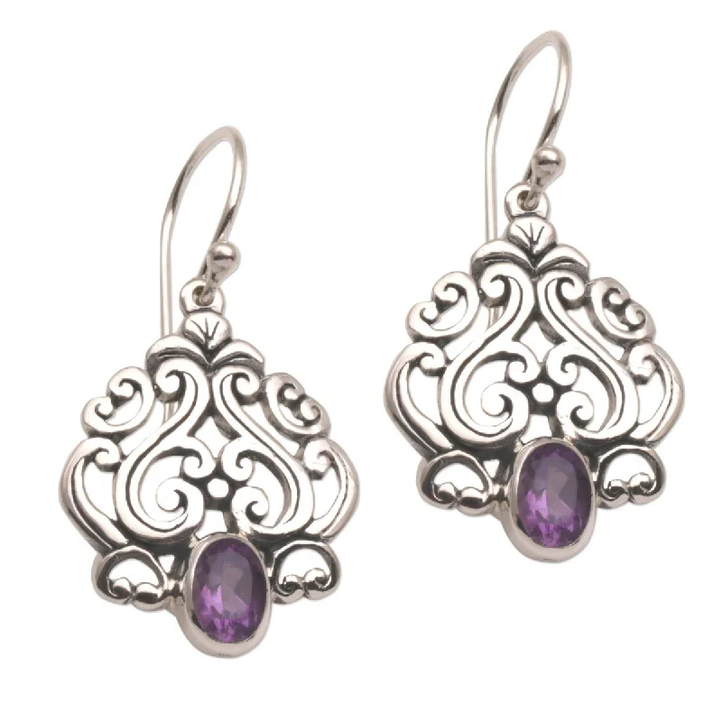 drifter moon earrings-NOVICA Jeweled Mystery, Amethyst dangle earrings - 1.4*0.8