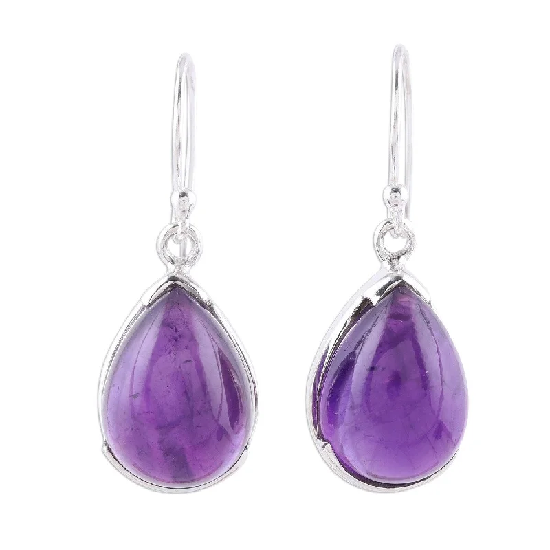 ocean blue earrings-NOVICA Purple Drops, Amethyst dangle earrings - 1.3*0.4