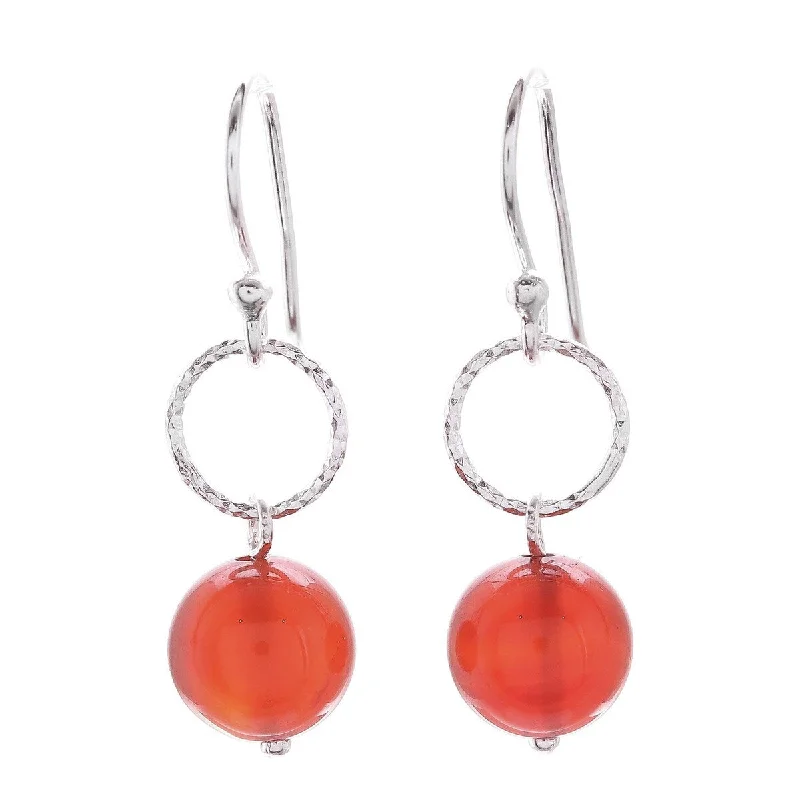 rose gold interlocked earrings-NOVICA Ring Shimmer, Carnelian dangle earrings - 1.1*0.3