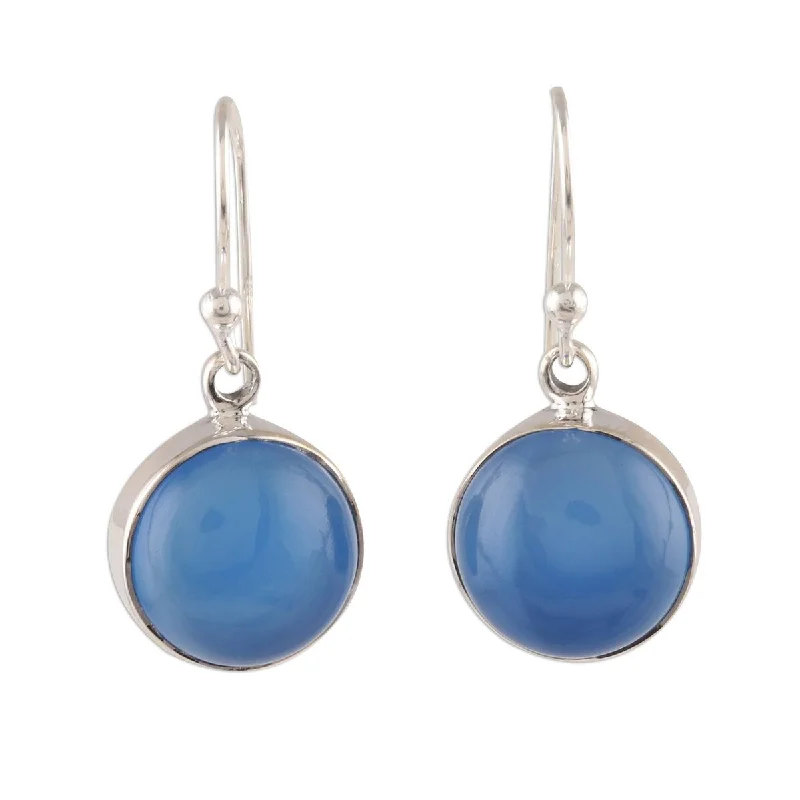 tech gold earrings-NOVICA Round Sky, Chalcedony dangle earrings - 1.1*0.5