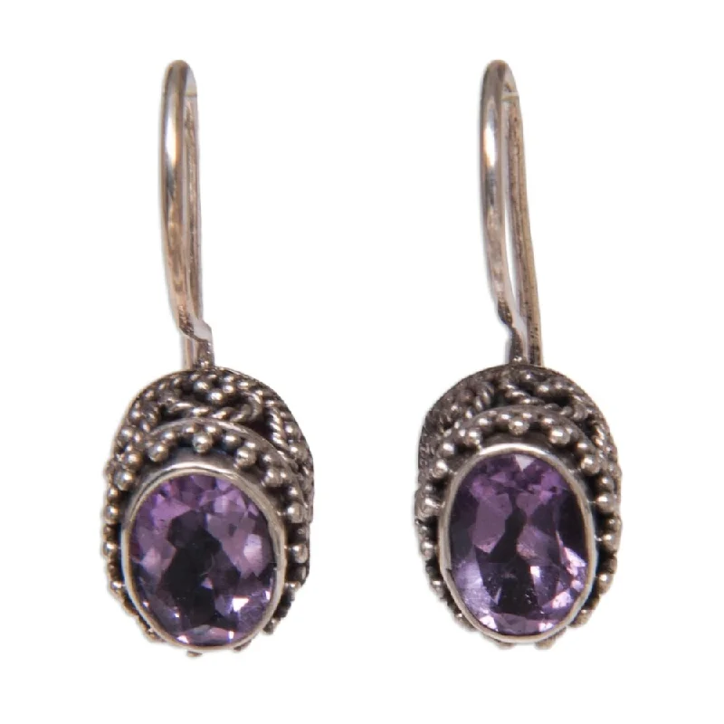 chiseled gemstone earrings-NOVICA Silver 'Lilac Spell' Amethyst Earrings