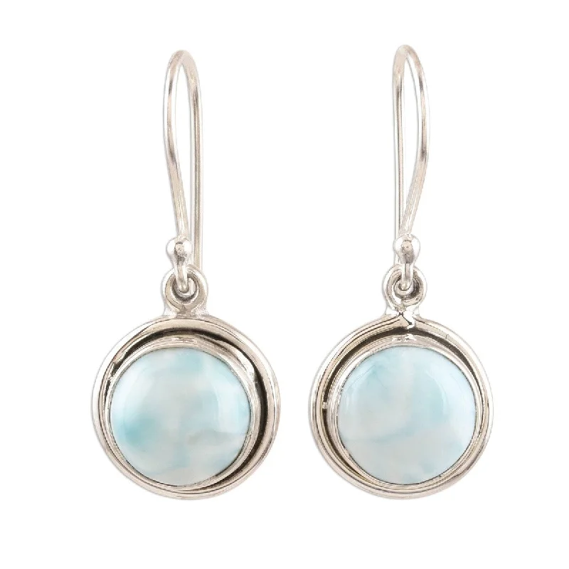 retro-style earrings-NOVICA Snow Moon, Larimar dangle earrings - 1.2*0.5