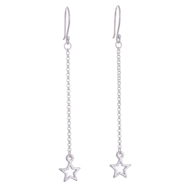 ripple-shaped stud earrings-NOVICA Star Space, Sterling silver dangle earrings - 3" L x 0.4" W x 0.1" D