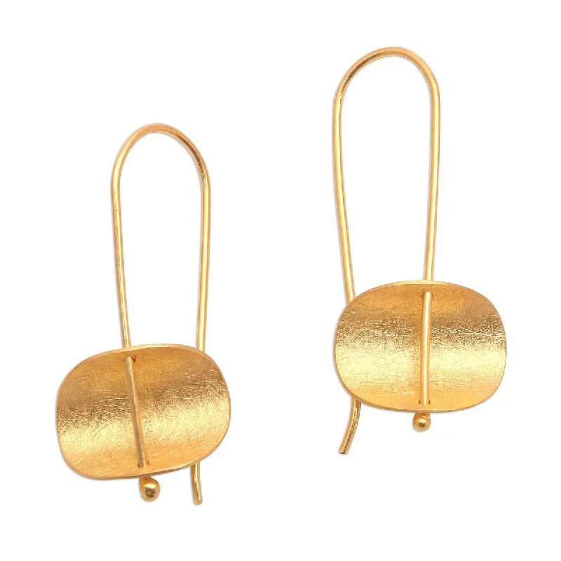 adaptable chandelier earrings-NOVICA Urban Minimalism, Gold plated sterling silver drop earrings - 1.3*0.8