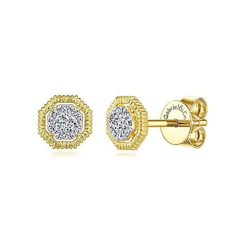 tech rivet earrings-Pave Diamond Studs