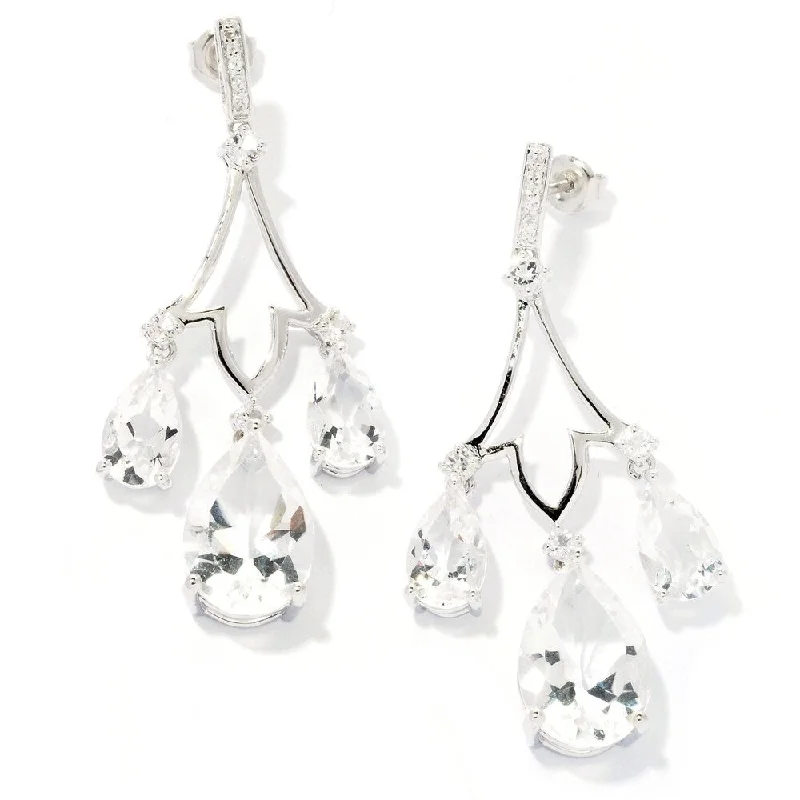 sprig chandelier earrings-Platinum o/Silver 29.20ctw White CZ Chandelier Earrings 2.00'L