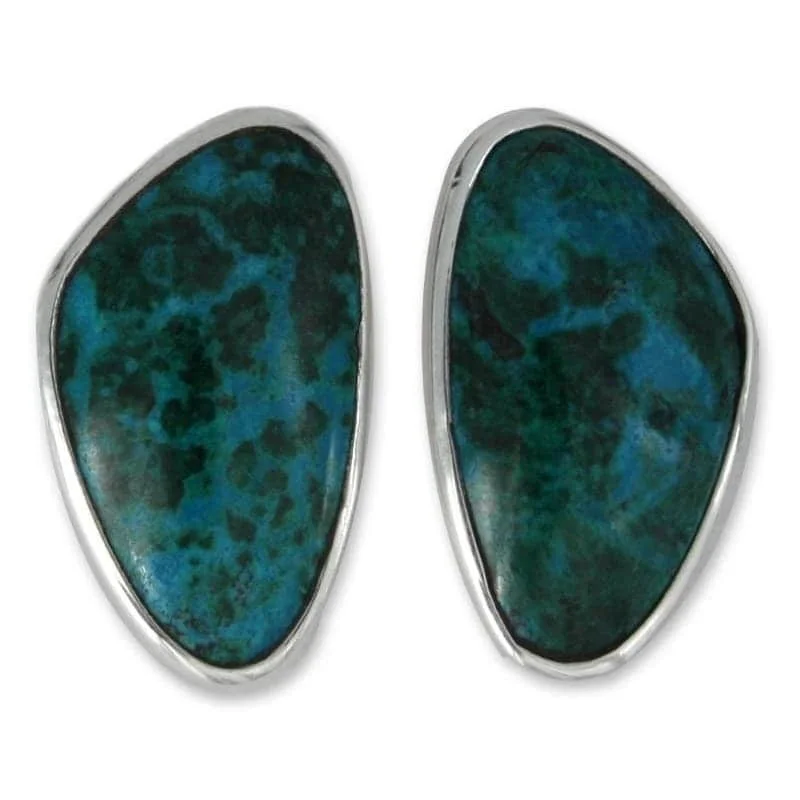 drifter turquoise earrings-Silver 'Allure of Tulum' Chrysocolla Earrings