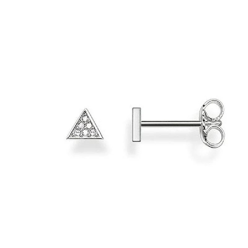 adaptable stud earrings-Silver Studs Triangle With Diamonds