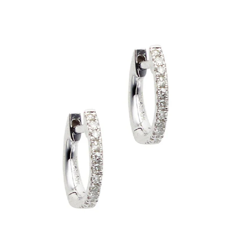 chiseled gemstone earrings-Small Diamond Huggie Earrings White Gold