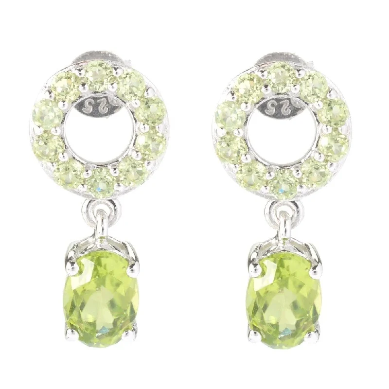 chunky silver earrings-Sterling Silver 2.3Ctw Peridot Drop & Dangle Earrings