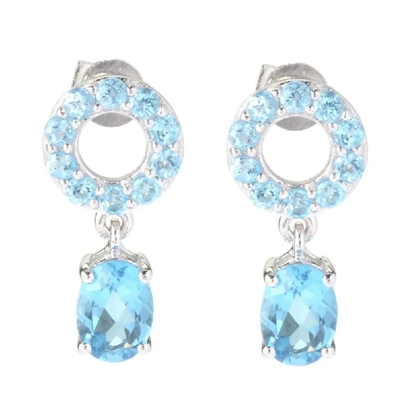 drifter chandelier earrings-Sterling Silver 2.7Ctw Swiss Blue Topaz Drop & Dangle Earrings