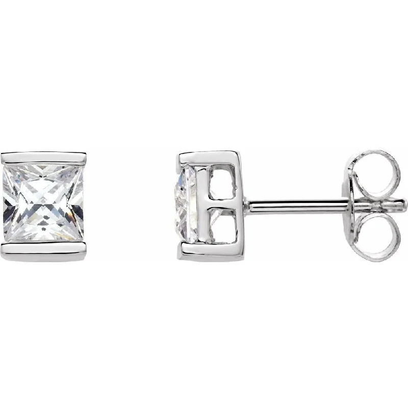 slender stud earrings-Sterling Silver 5x5 mm Square Cubic Zirconia Stud Earring for Women