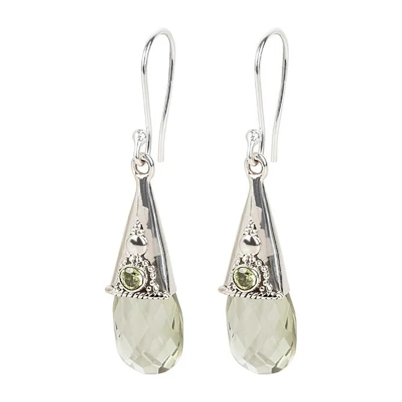 adaptable stud earrings-Sterling Silver 925 Green Amethyst and Peridot Dangle Earrings