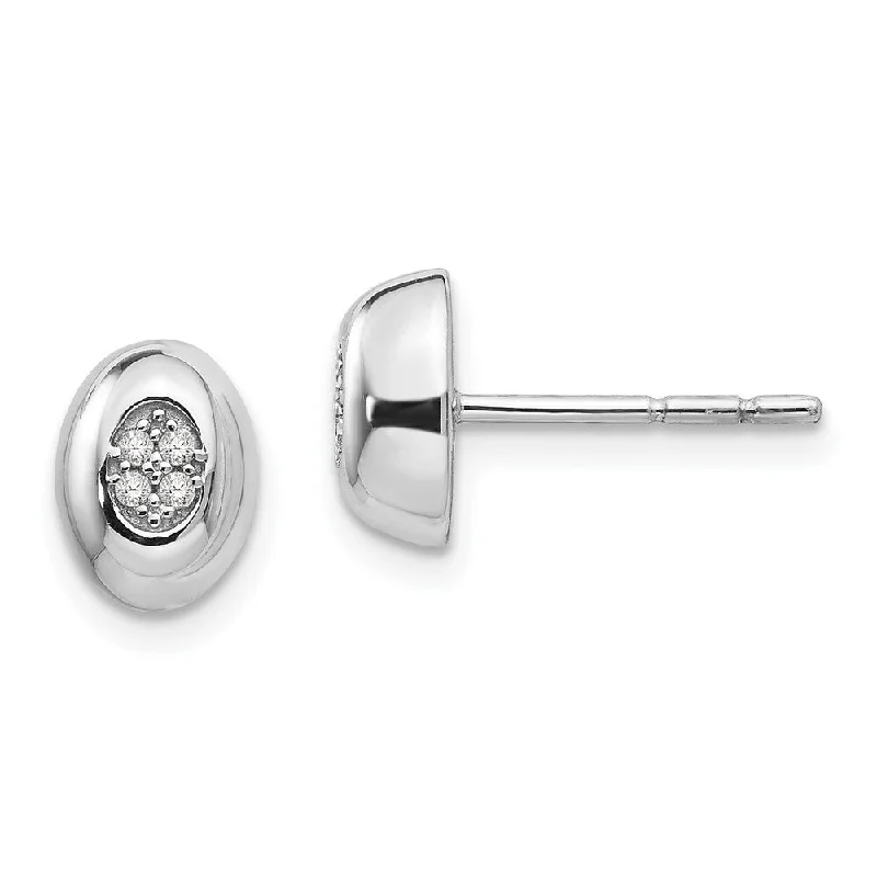 chiseled love earrings-Sterling Silver Diamond Stud Earrings (L-9 mm, W-7 mm)