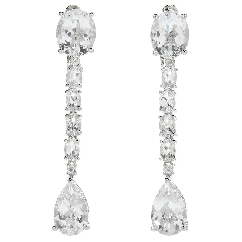 adaptable silver earrings-Sterling Silver Legacy 2.25" Multi Shape White Topaz Drop Earrings