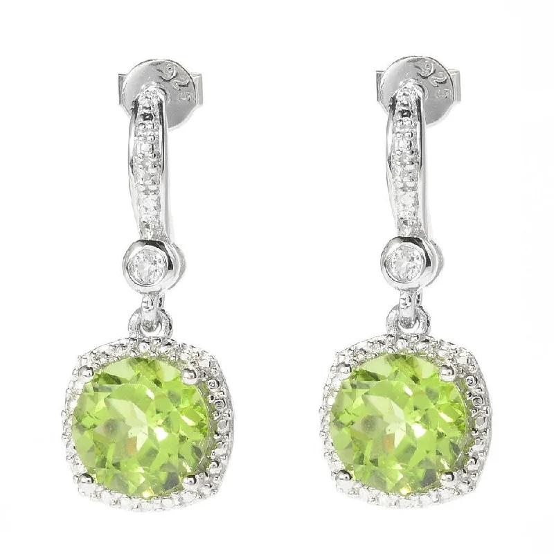 fluid chandelier earrings-Sterling Silver Peridot and White Topaz Drop Earrings