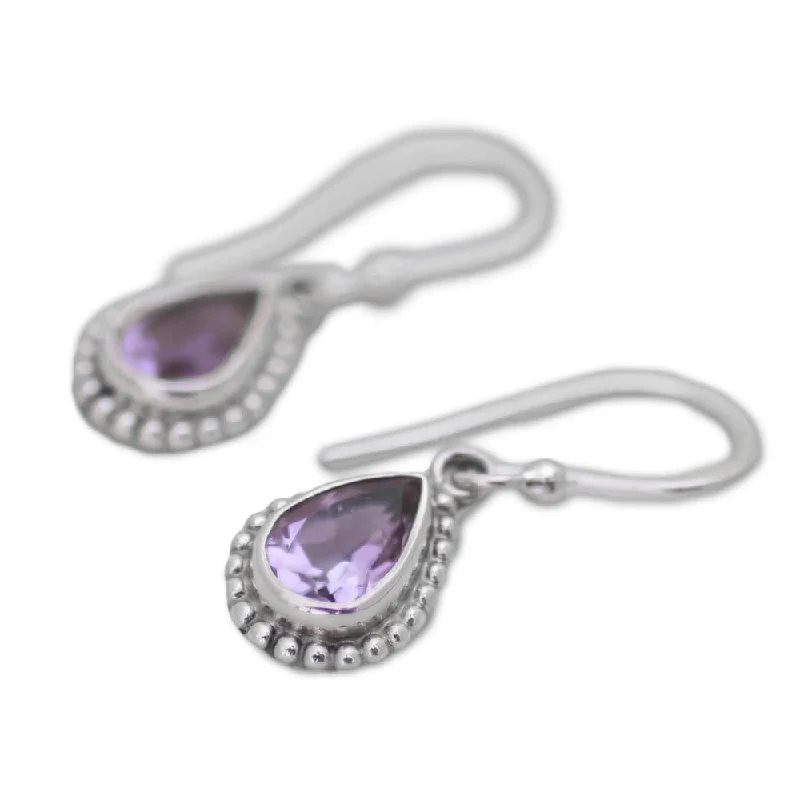 gothic topaz earrings-Sterling Silver 'Radiant Lilac' Amethyst Earrings