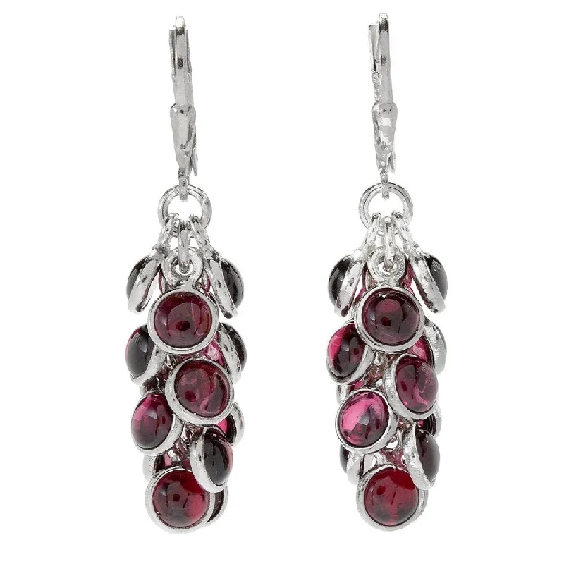 ancestral pearl earrings-Sterling Silver Red Garnet Flower Earrings