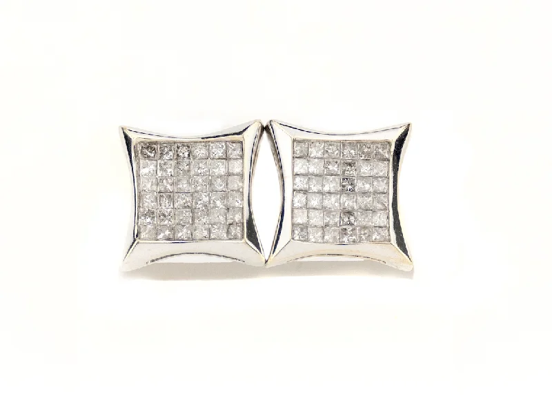 seven-gem stud earrings-2.5CT White Gold Diamond Earrings