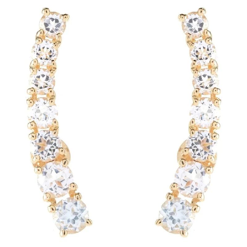 aquamarine dangle earrings-White Topaz Yellow Polished Ear Climbers