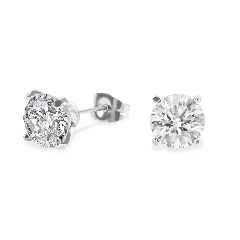 night diamond earrings-Stainless 8mm round cz stud earrings