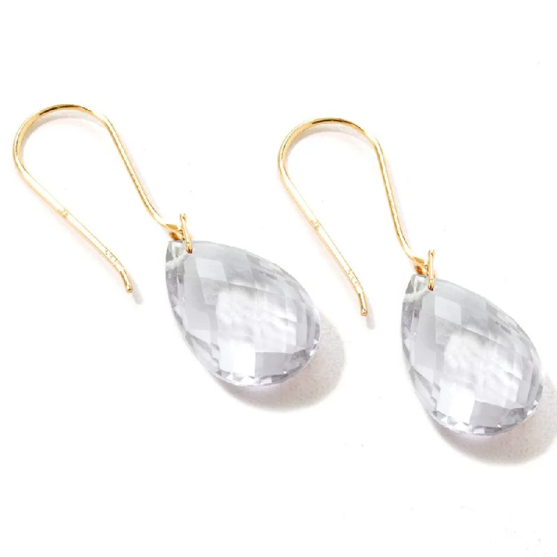 ripple-shaped stud earrings-Yellow Gold over Silver Gemstone Drop & Dangle Earring 1.25"L